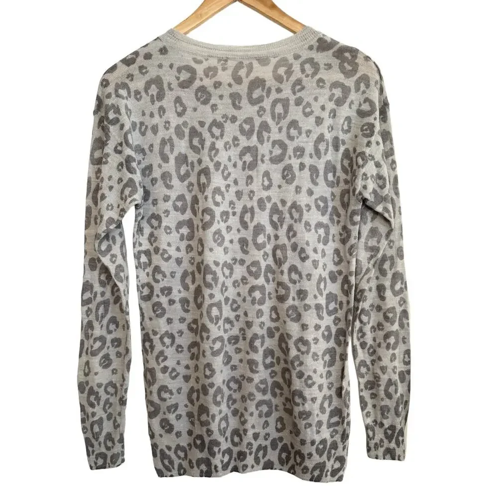 Rebecca Taylor Alpaca Wool Pullover Lightweight Print Cheetah Leopard Sweater M